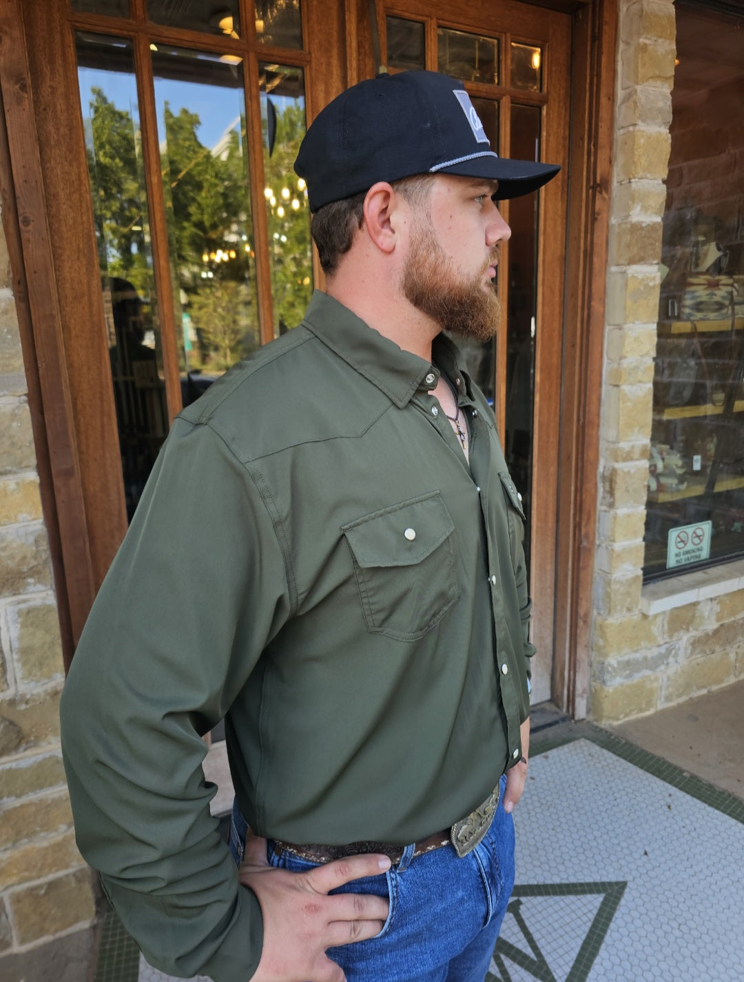 Mens | Burlebo Shirt Performance Western Mallard Green