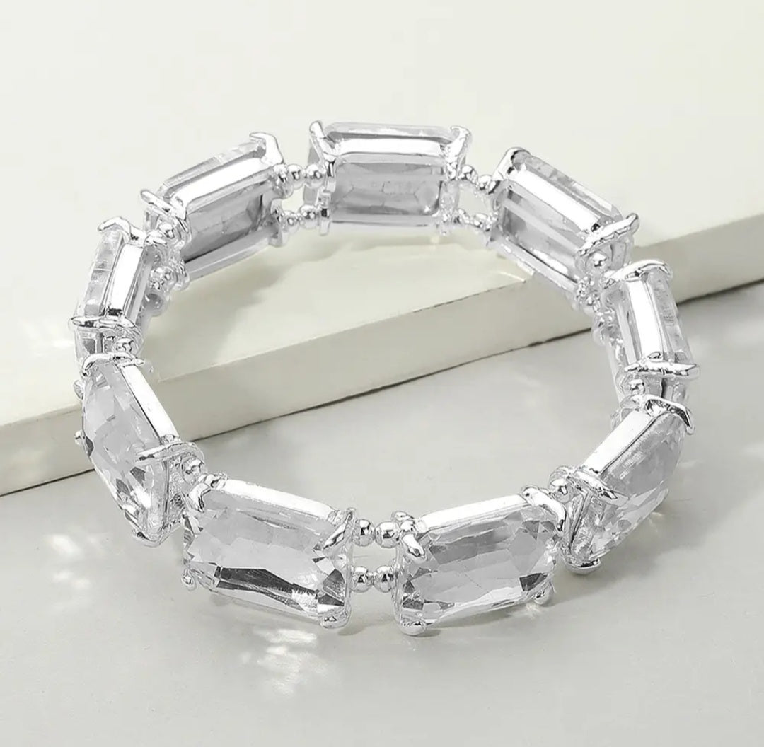 Bracelet - Clear Emerald Cut Stone