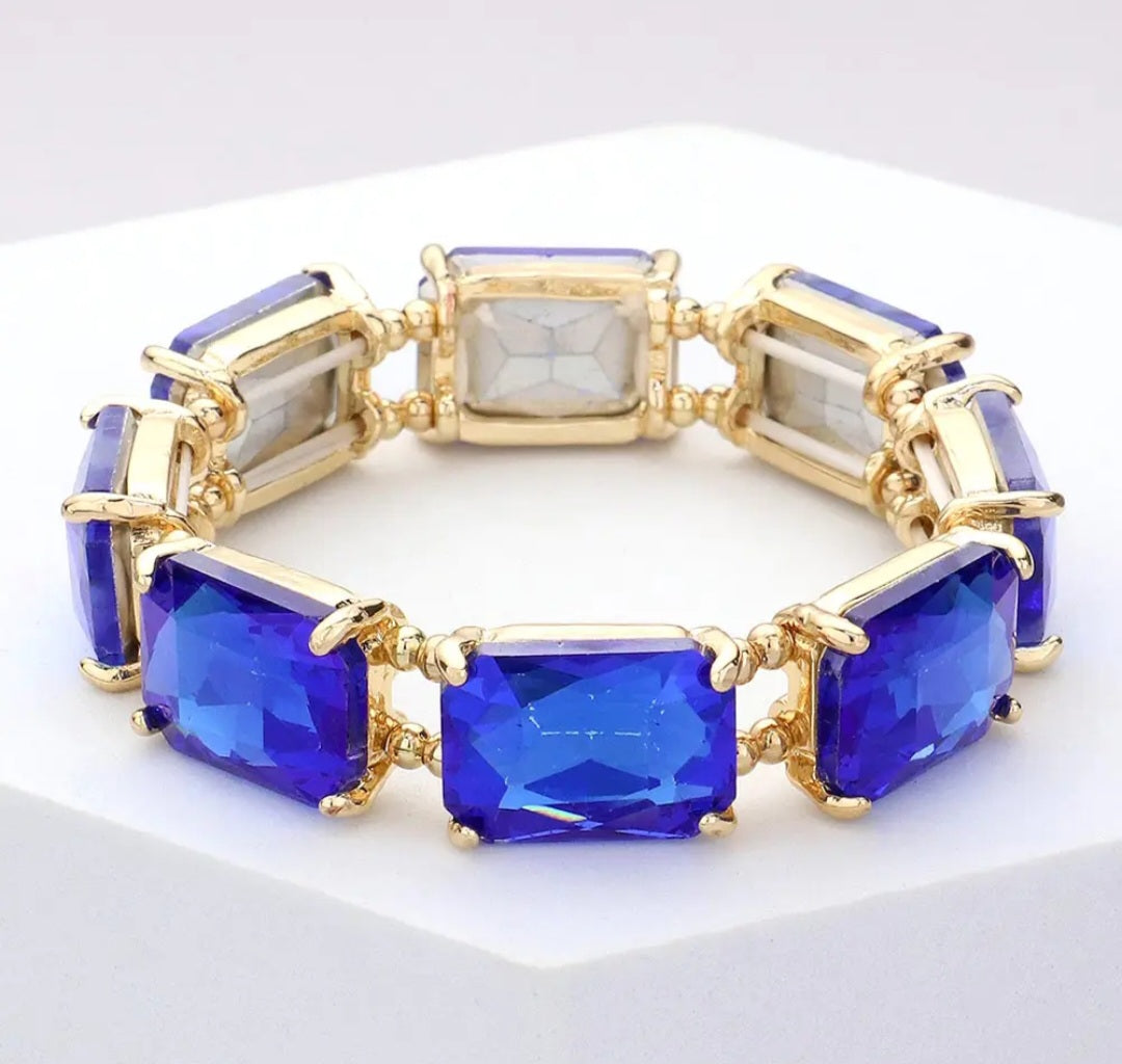 Bracelet - Royal Blue Emerald Cut Stone