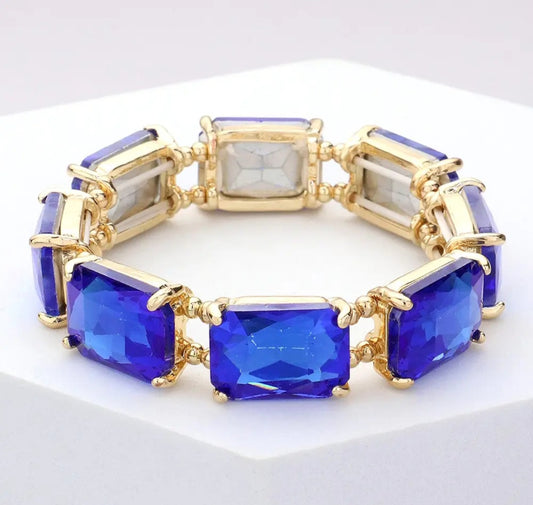 Bracelet - Royal Blue Emerald Cut Stone