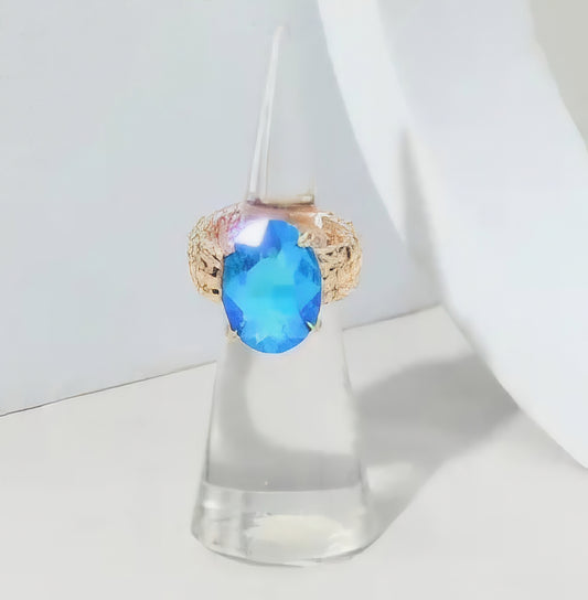 Ring - Blue Oval Stone Cluster