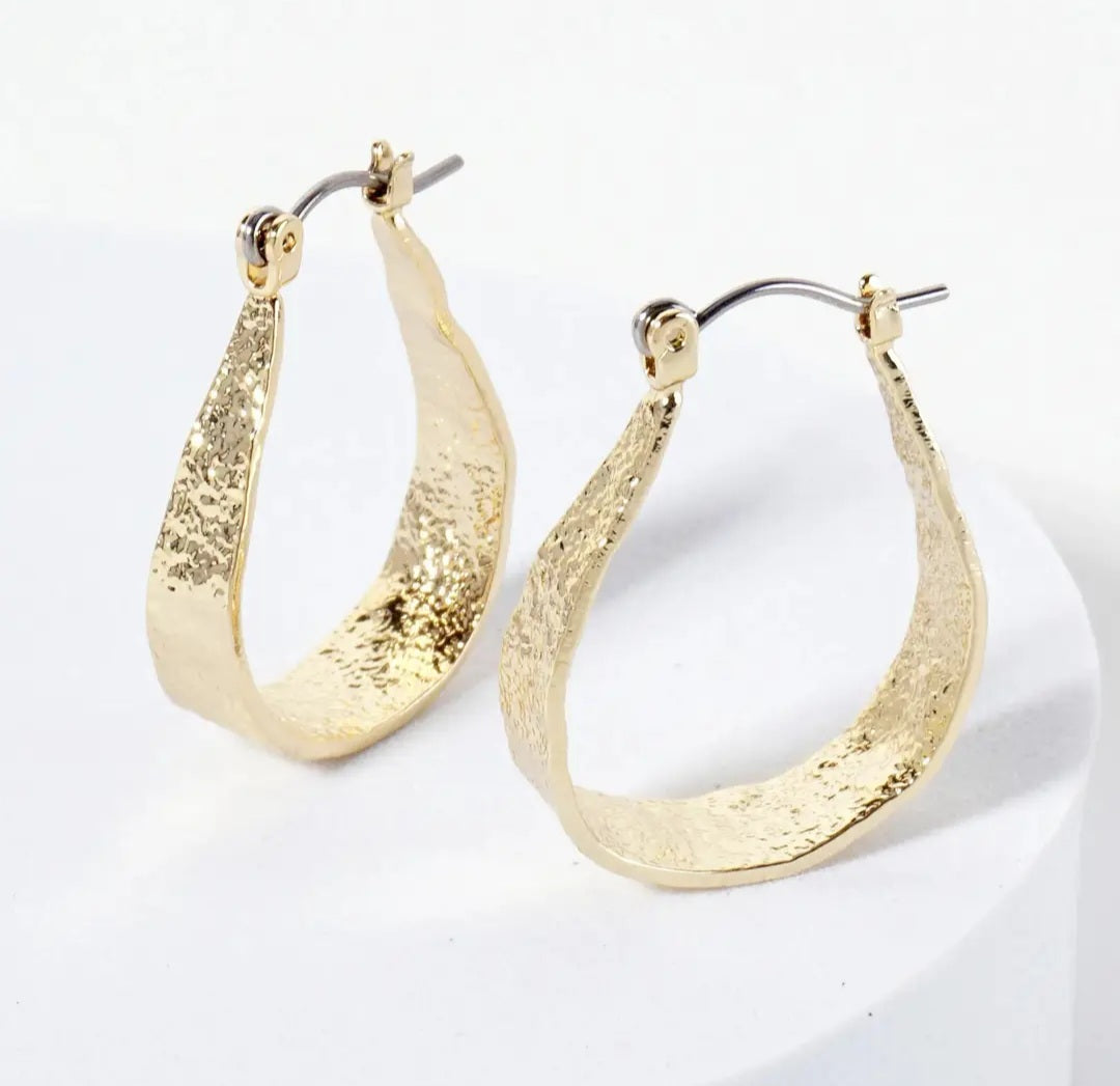 Earrings - Textured Gold Twist Hoop