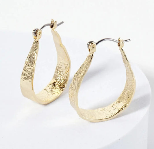Earrings - Textured Gold Twist Hoop