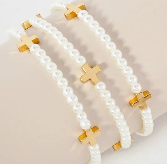 Bracelet - Pearl Cross Stretch
