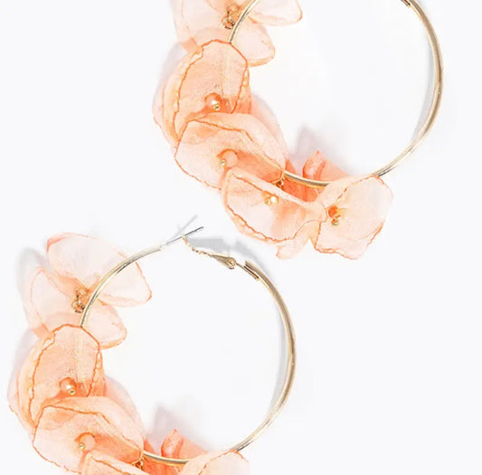 Earrings - Blush Floral Petal Hoop