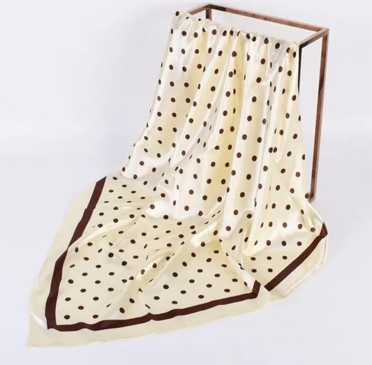 Scarf - Cream & Chocolate Polka Dot