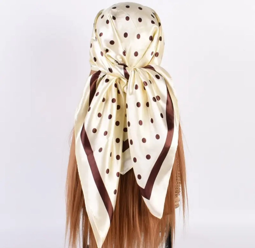 Scarf - Cream & Chocolate Polka Dot