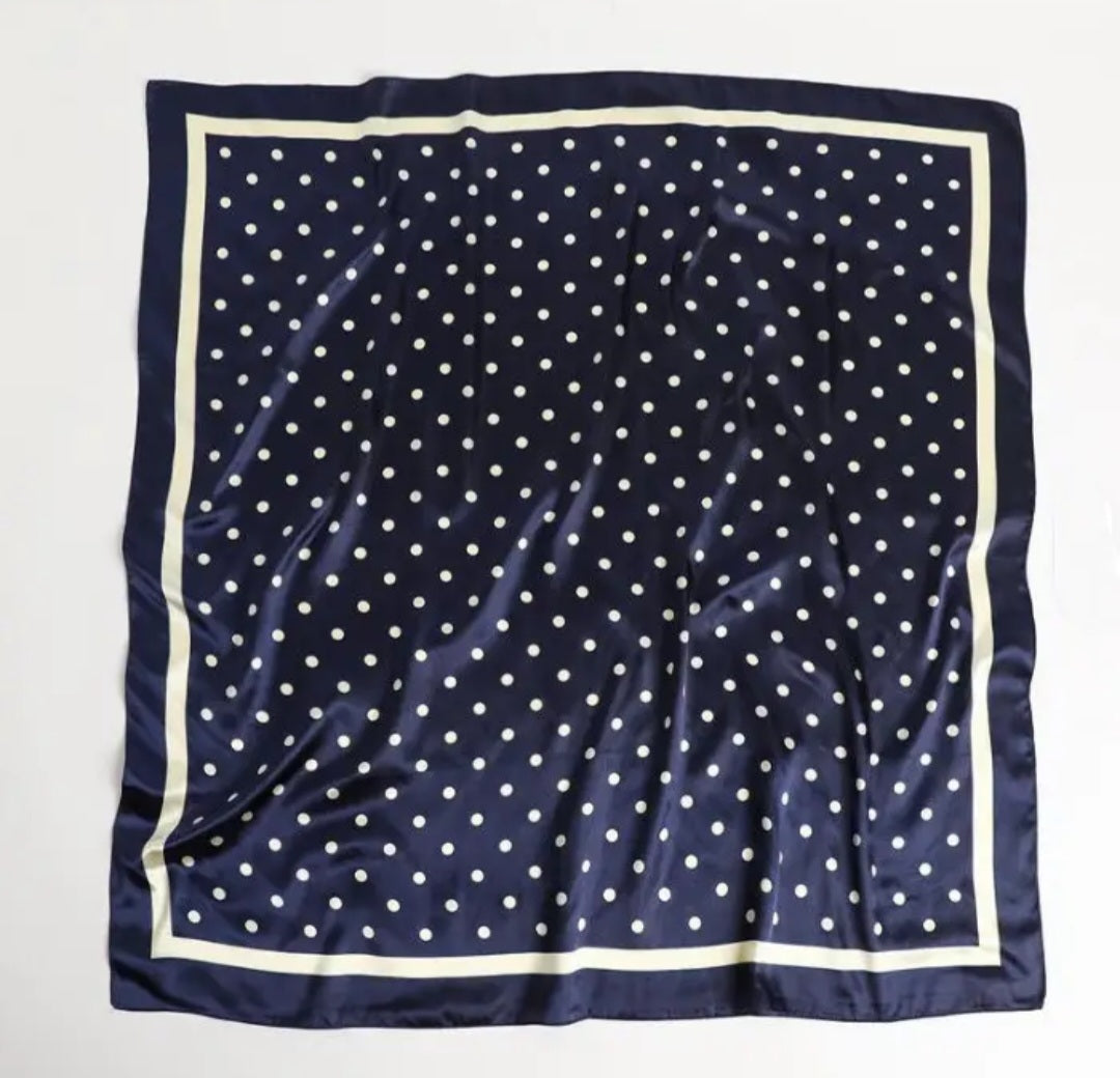 Scarf - Navy & Ivory Polka Dot