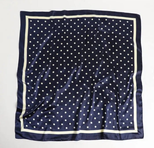 Scarf - Navy & Ivory Polka Dot