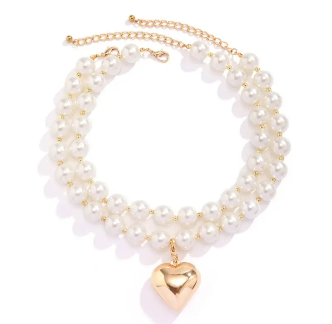 Necklace - Pearl Heart Strand Pendant