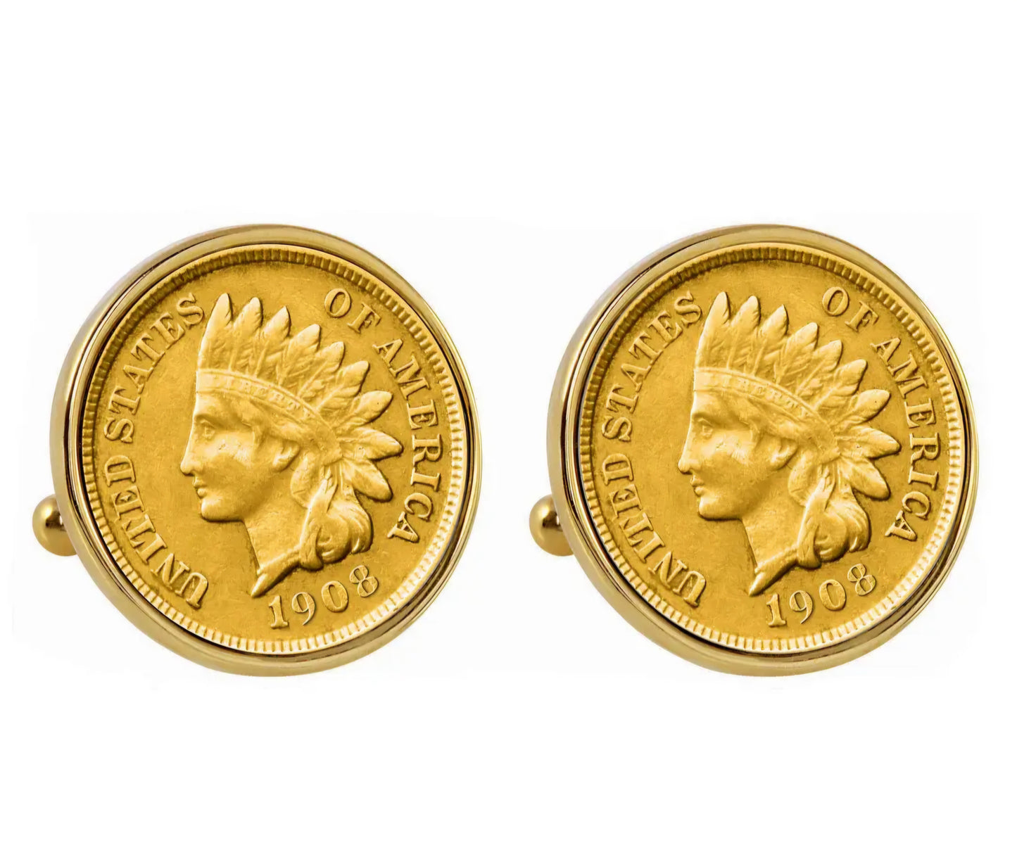 Cufflink - Indian Head Penny Gold