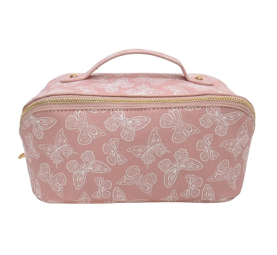 Cosmetic Pouch - Pink Butterfly Makeup Bag