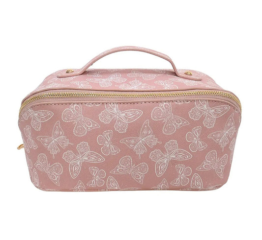 Cosmetic Pouch - Pink Butterfly Makeup Bag