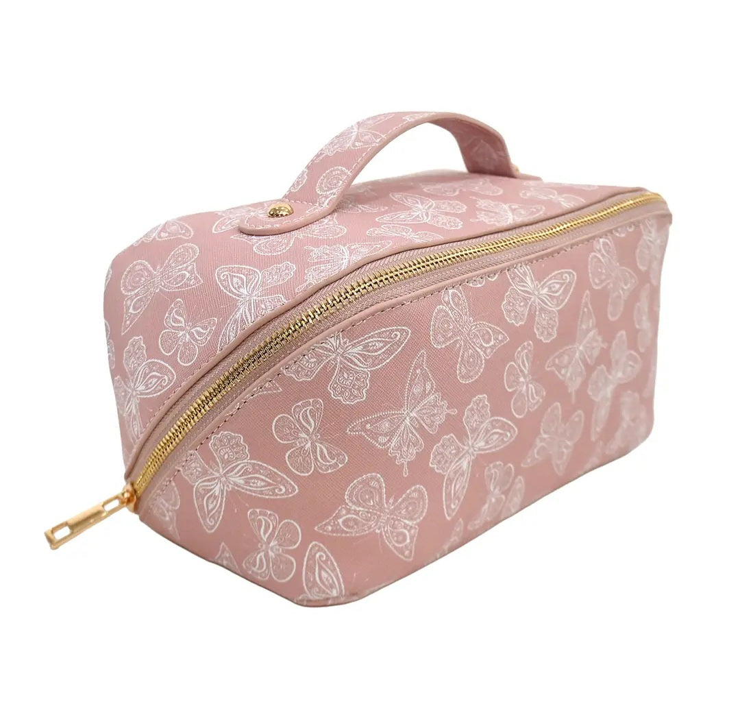 Cosmetic Pouch - Pink Butterfly Makeup Bag