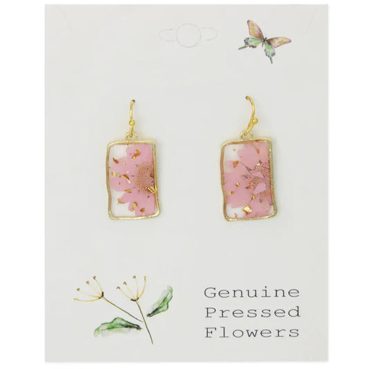 Earrings - Dried Flower Rectangle