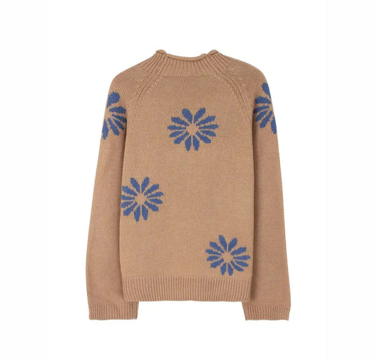 Sweater - Khaki Floral Knit