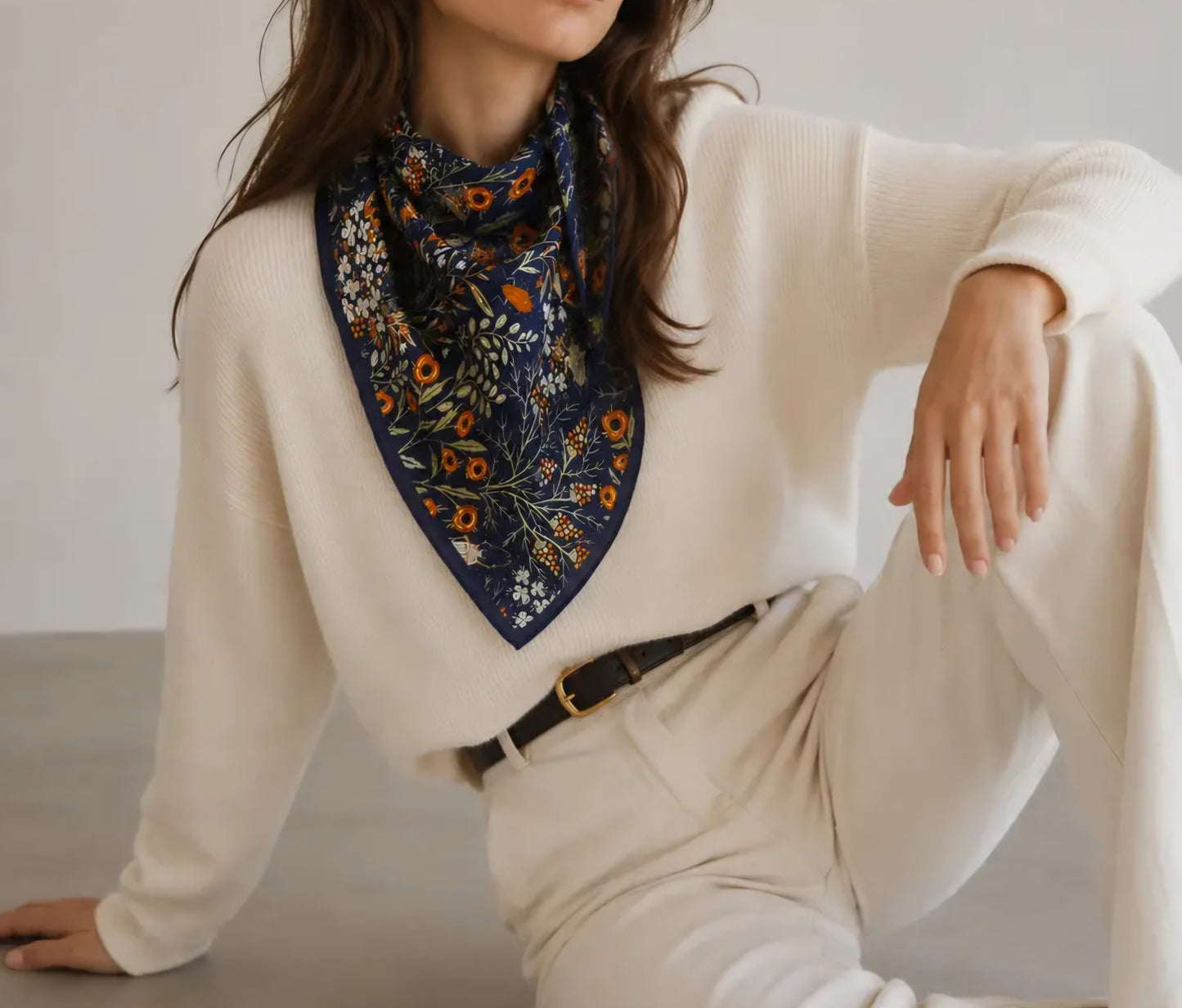 Scarf - Navy Wildflower