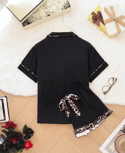 Pajamas - Black Animal Print Set