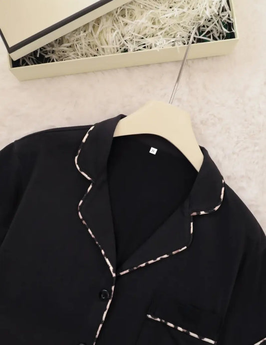 Pajamas - Black Animal Print Set