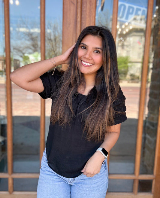 Jet Pleated Bishop Top