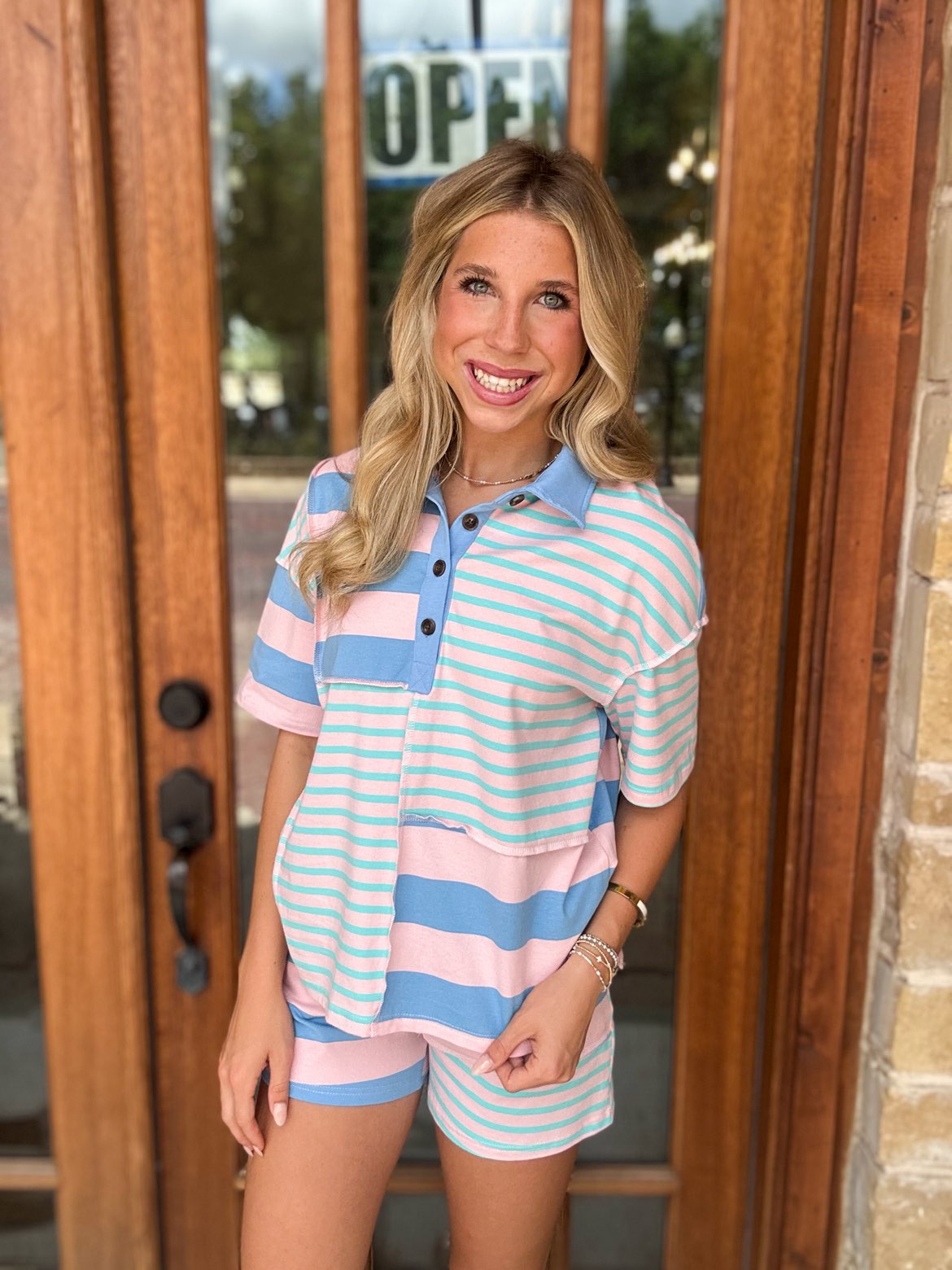 Set - Pastel Striped Polo