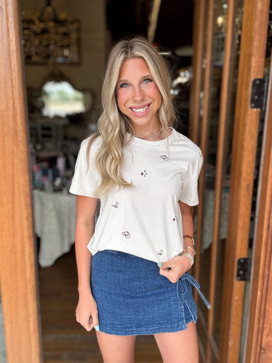 Top - Cowgirl Embroidered Crop