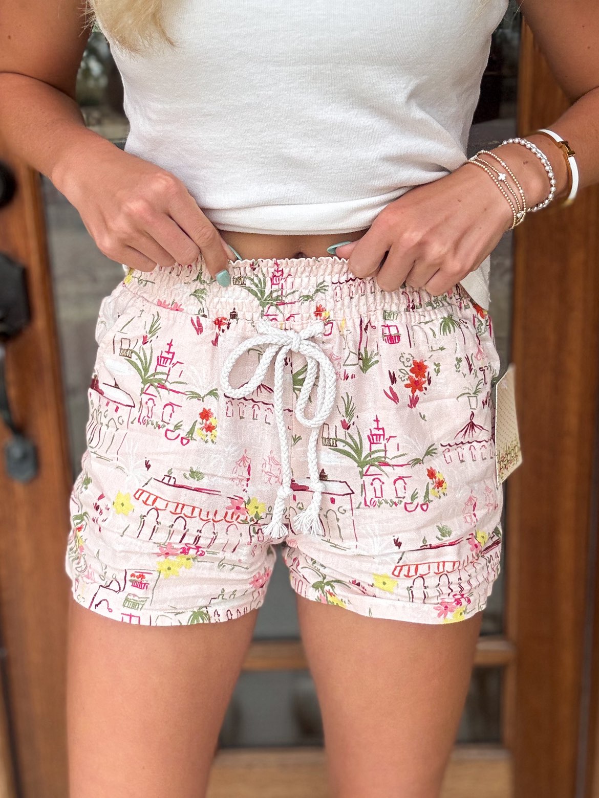 Shorts - Blush Drawstring Printed