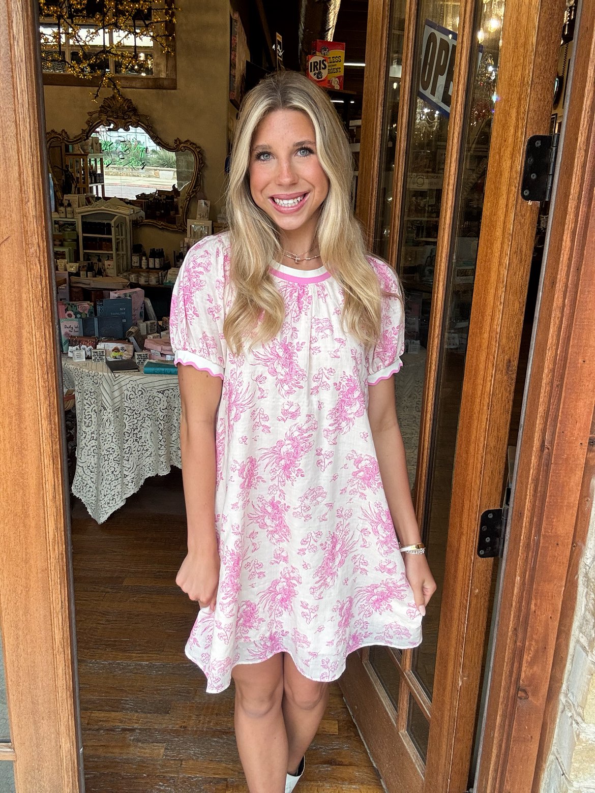 Dress - Blush Toile Puff Sleeve
