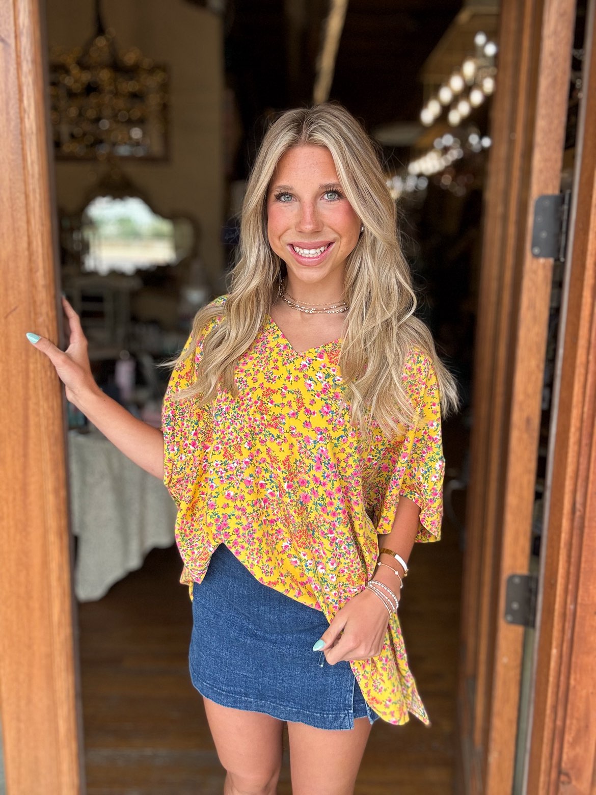 Blouse - Plus Size Floral Dolman Sleeve