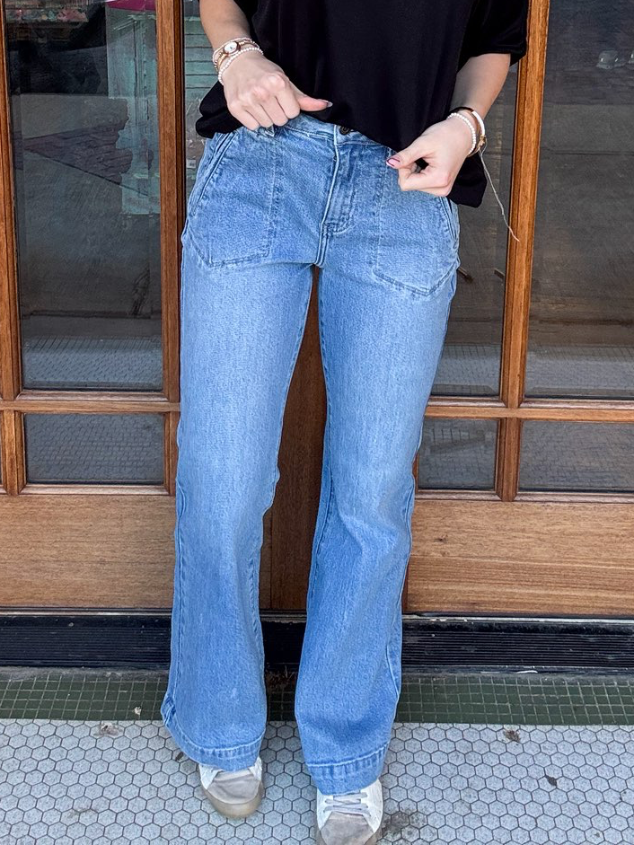 KanCan Drape High Rise Flare Jeans