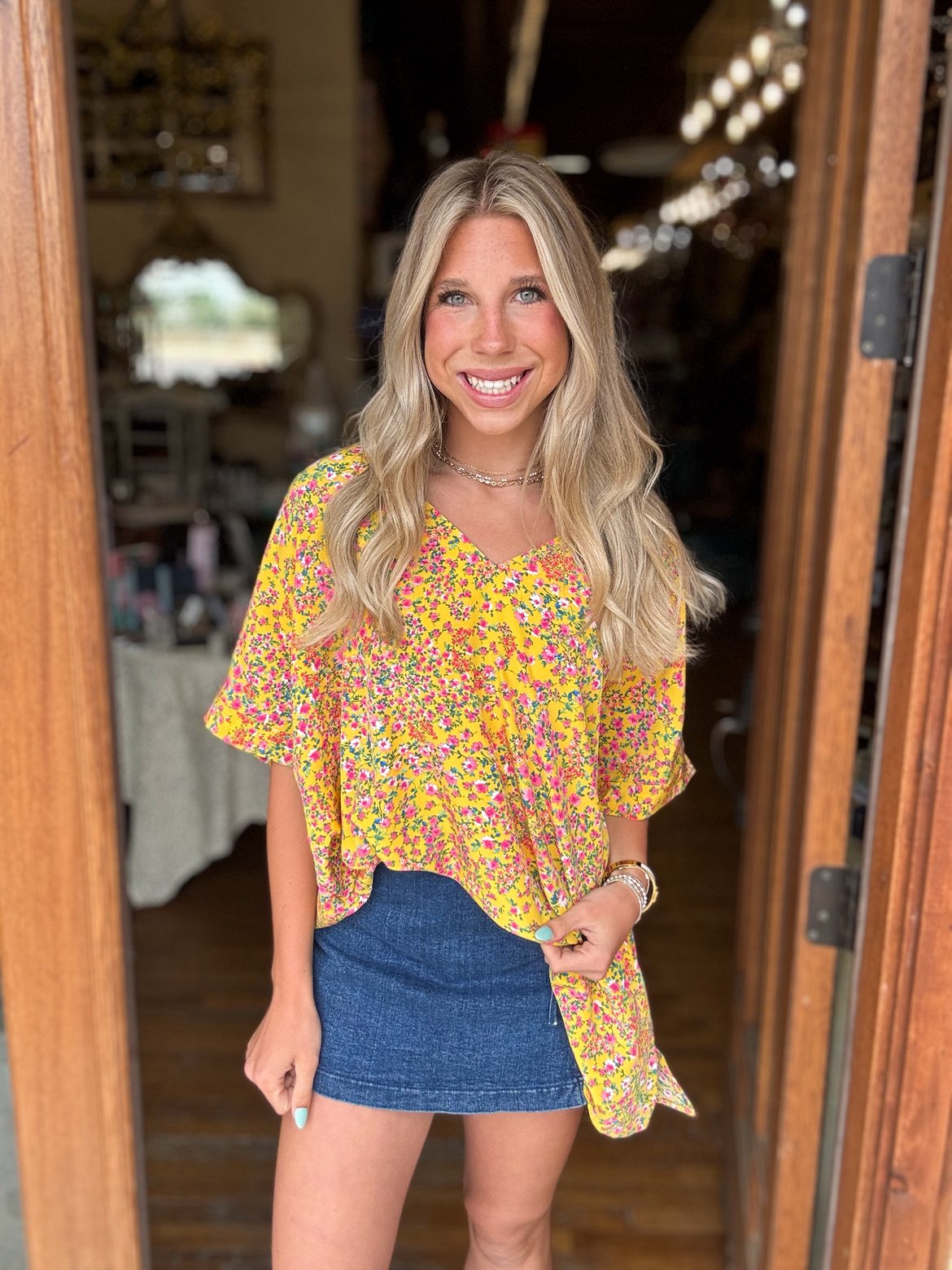 Blouse - Plus Size Floral Dolman Sleeve