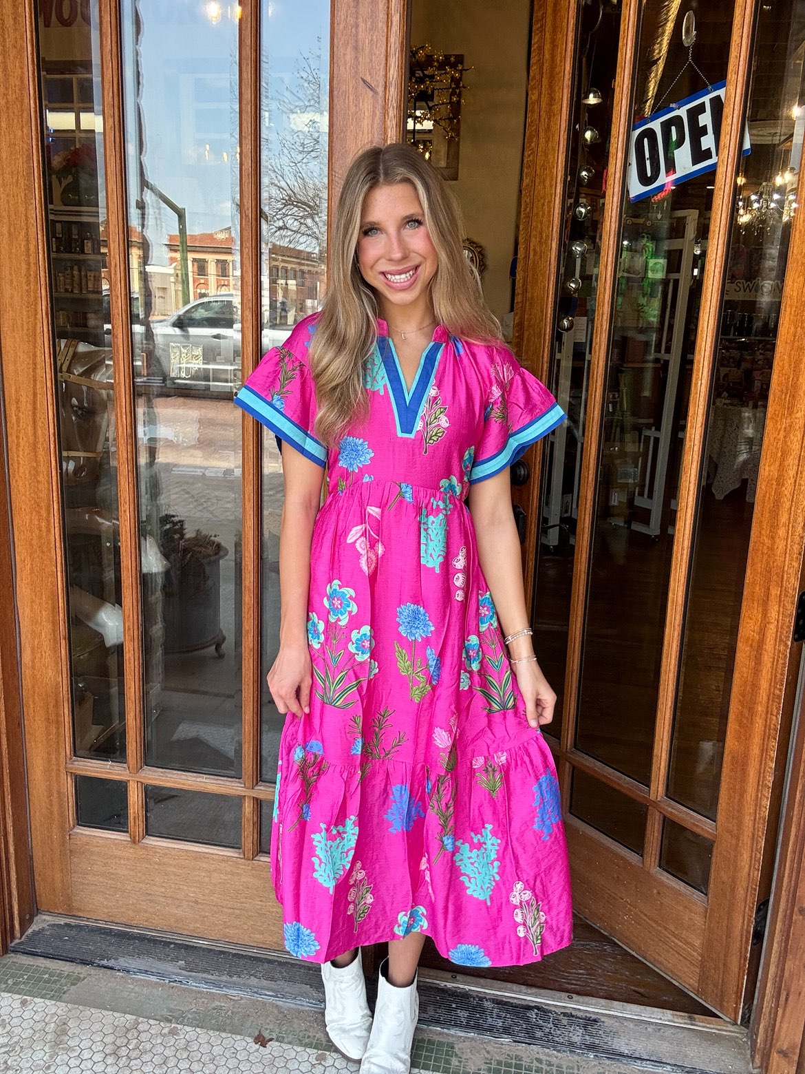 Floral Mixed Print Midi Dress