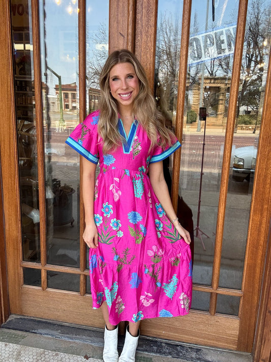 Floral Mixed Print Midi Dress