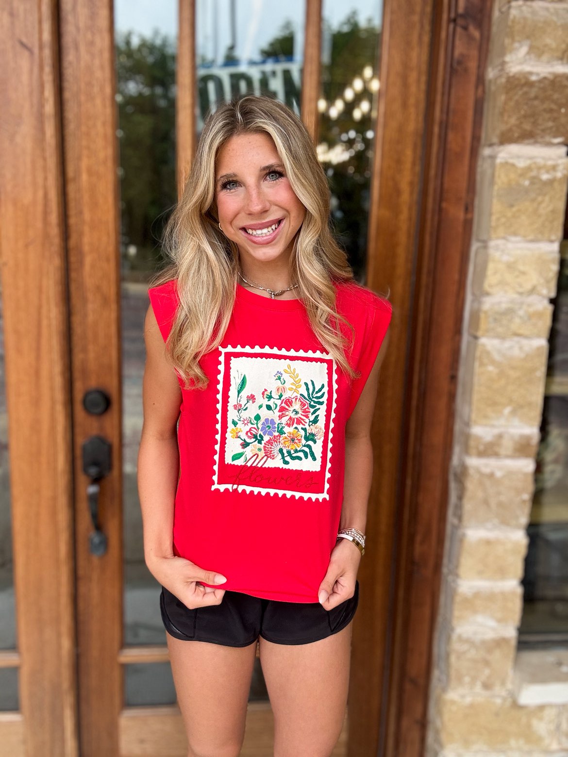 Tee - Flower Graphic Embroidered
