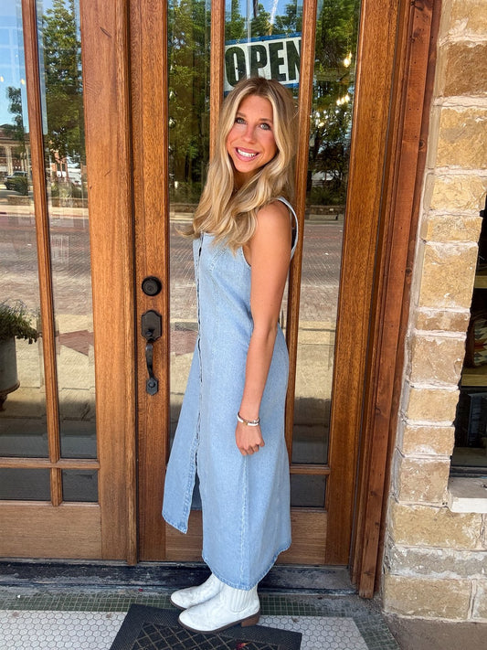 Dress - Denim Sleeveless Button Down