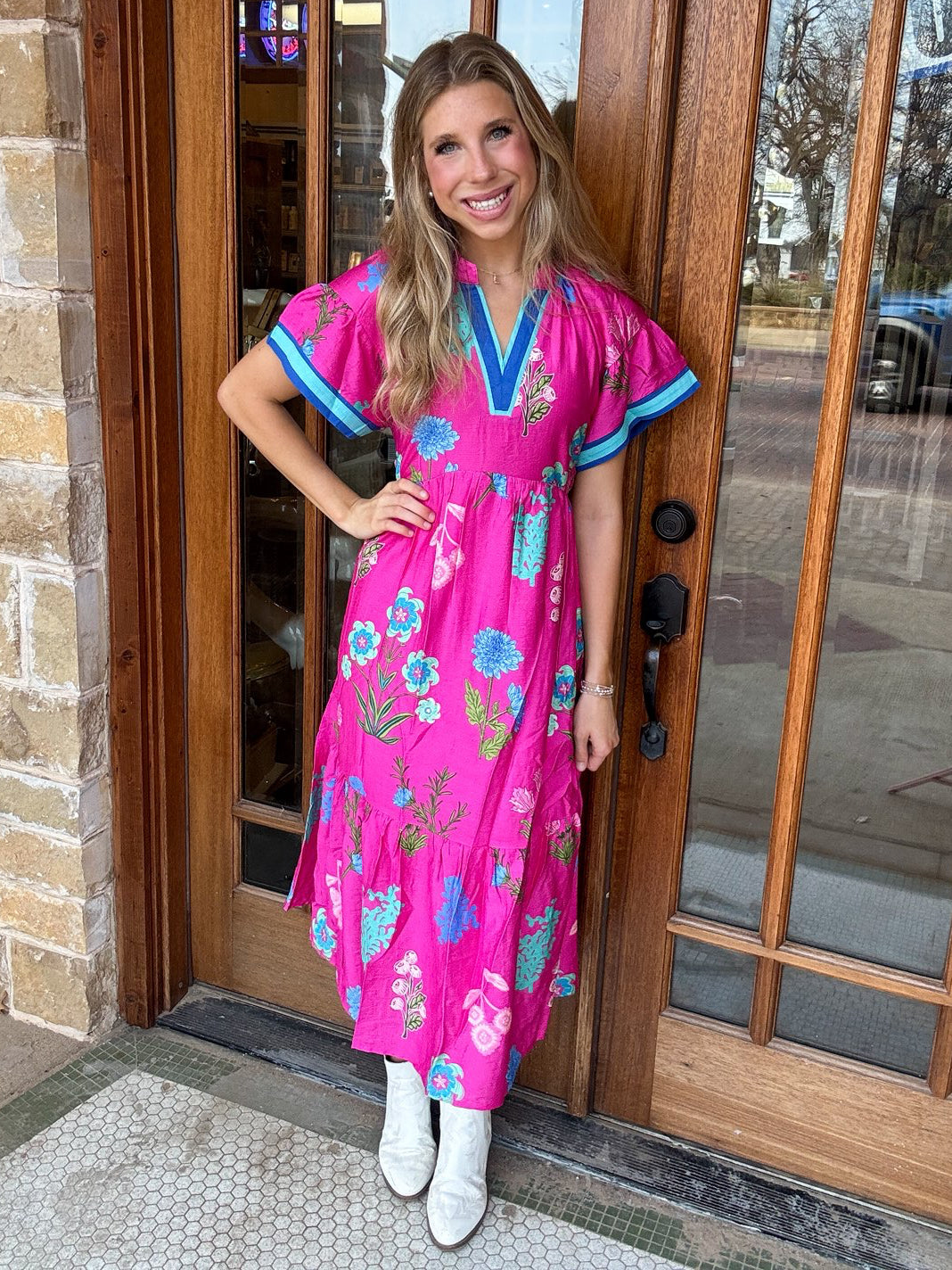 Floral Mixed Print Midi Dress