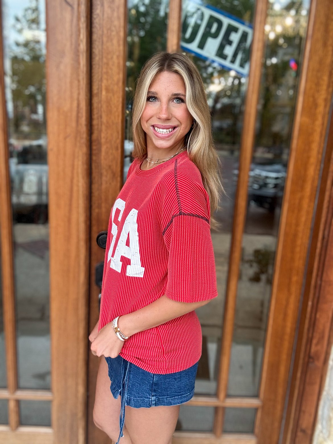 Tee - Red USA Vintage Ribbed