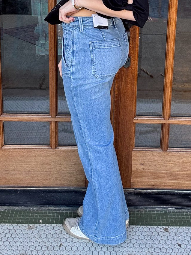 KanCan Drape High Rise Flare Jeans