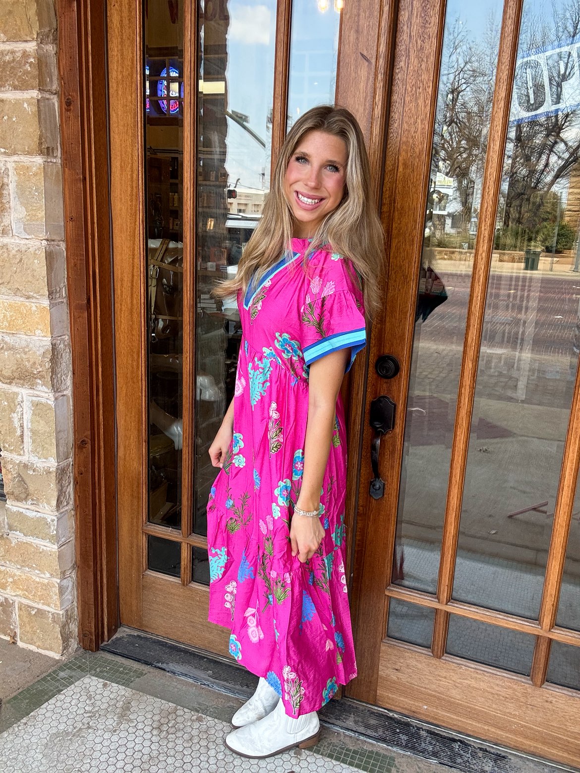 Floral Mixed Print Midi Dress