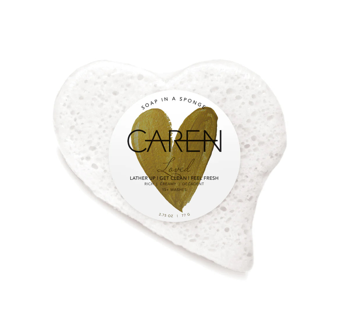 Caren Loved White Heart Soap Sponge