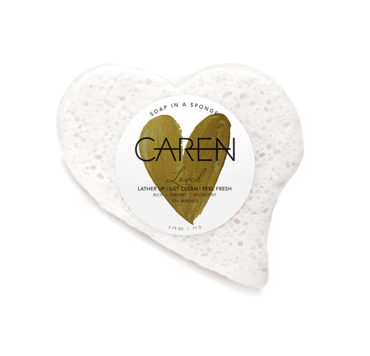 Caren Loved White Heart Soap Sponge
