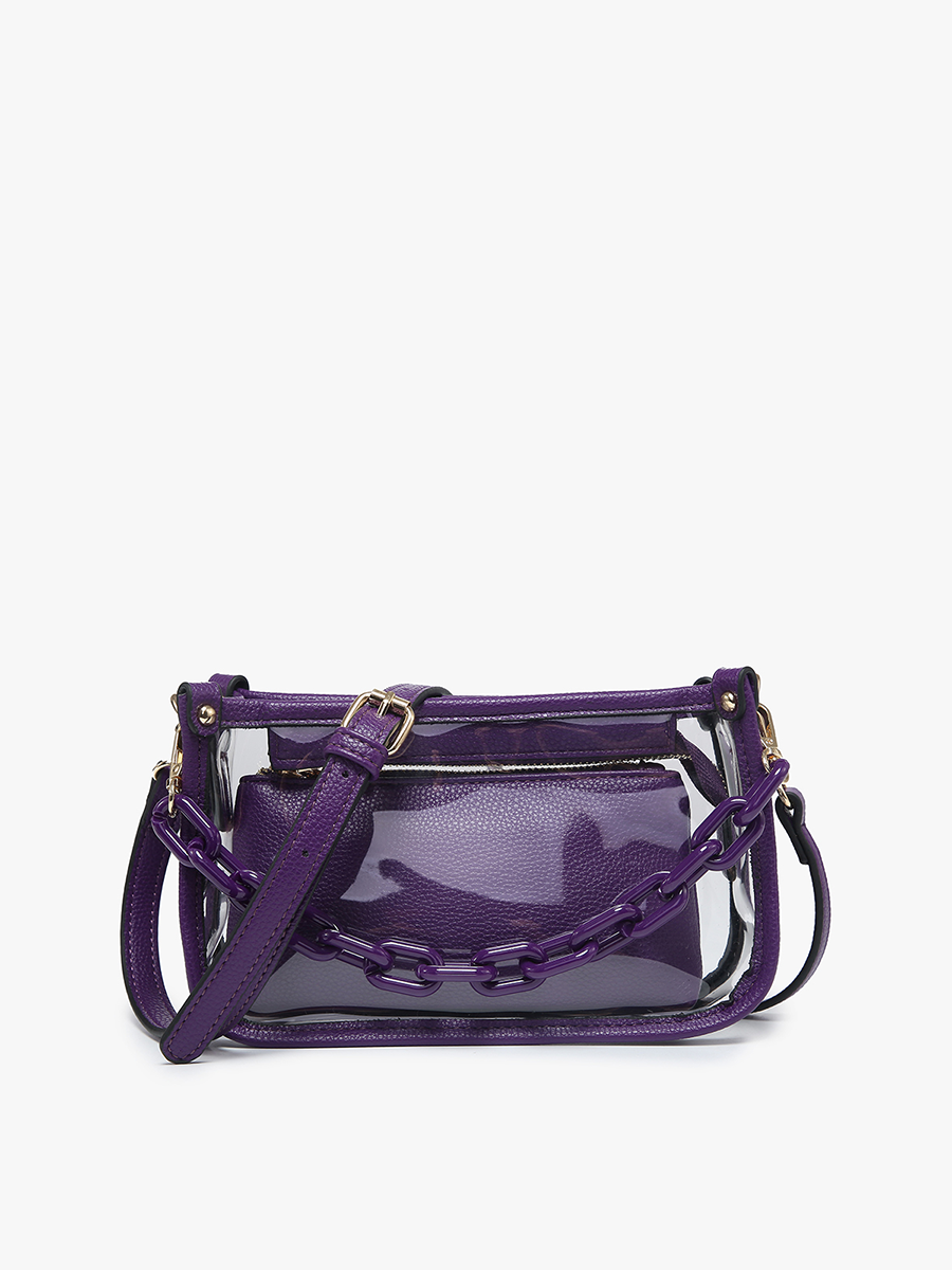 Taupe Jessica Clear Crossbody w/ Chain