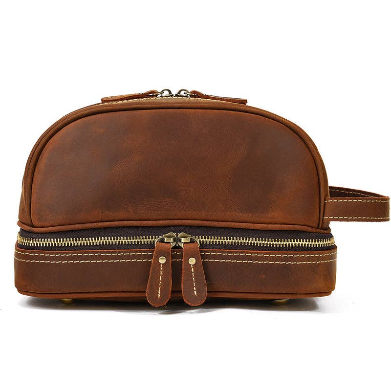 Full Grain Leather Wash Bag Handmade Toiletry Bag
