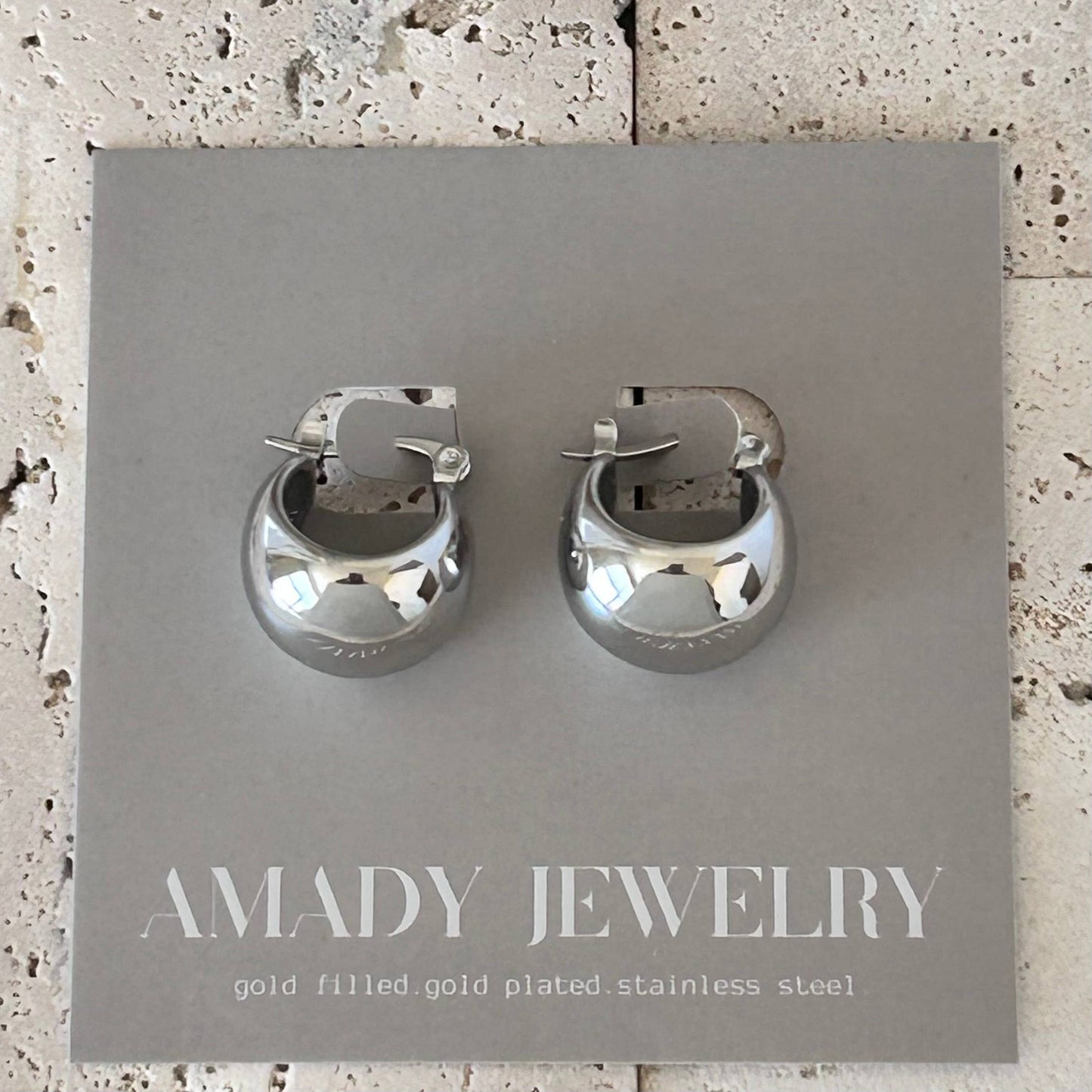 Earrings - Silver Rhodium Chunky Hoop