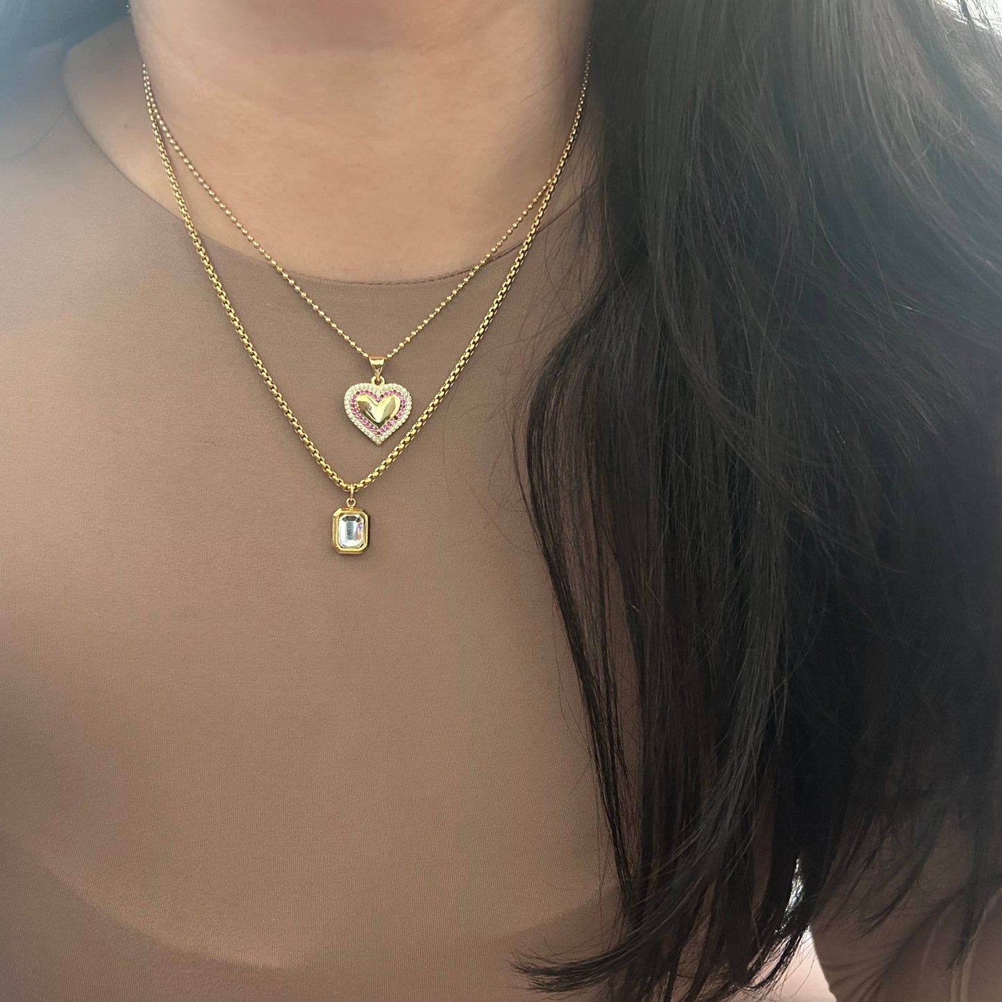 Necklace - Clear Glass Pendant Layering