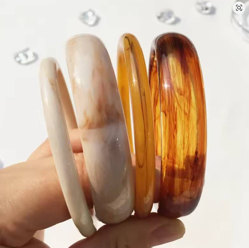 Bracelets - Marbled Resin Bangle Set