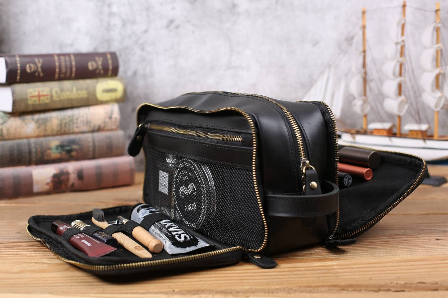 Groomsmen Gift Personalized Leather Toiletry Bag