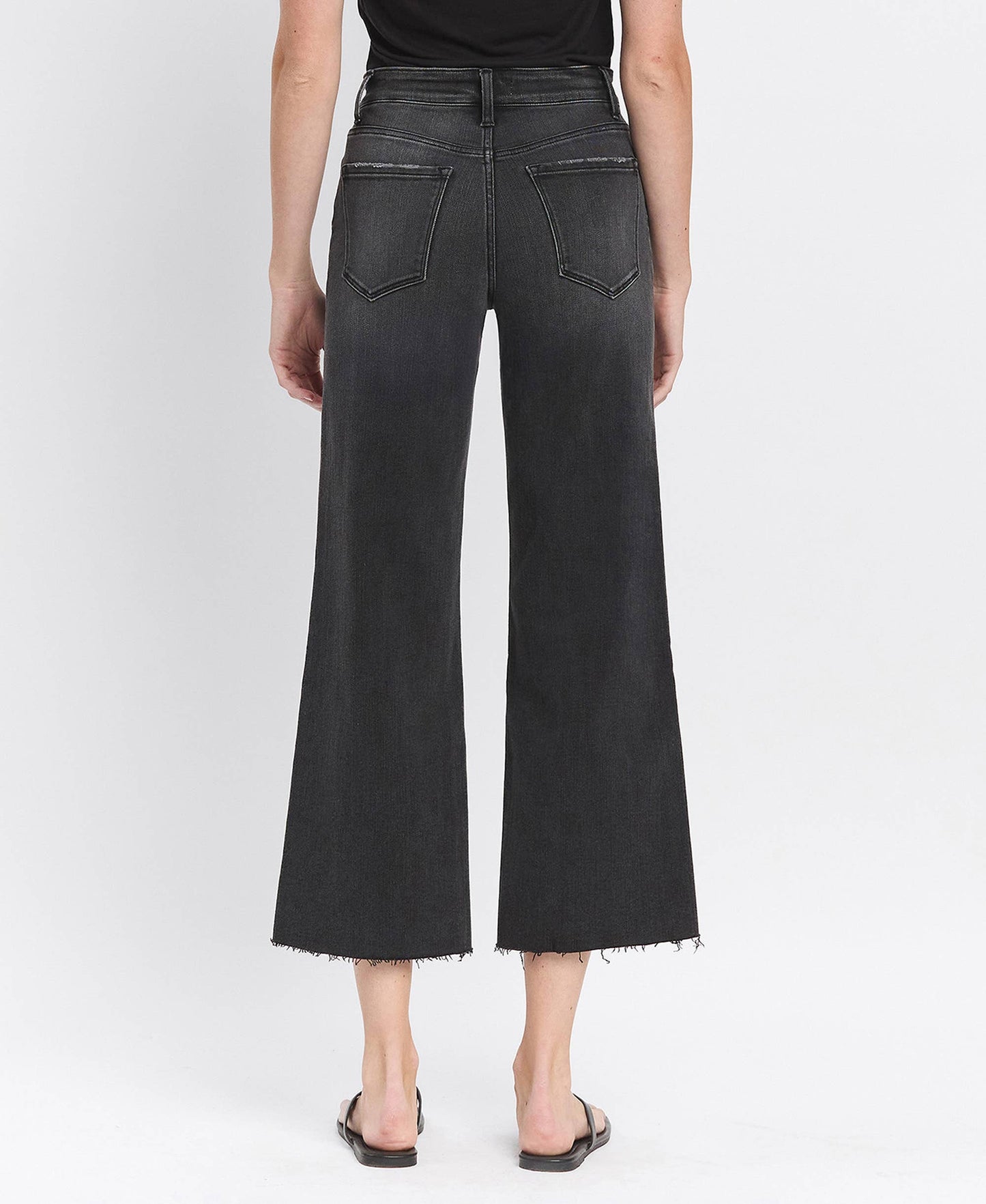Bottoms | Flying Monkey High Rise Clean Cut Raw Hem Crop Wide Leg