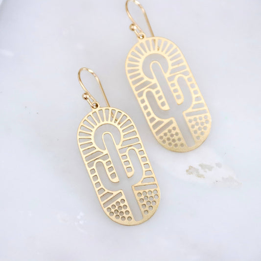 Brass Cactus Earrings