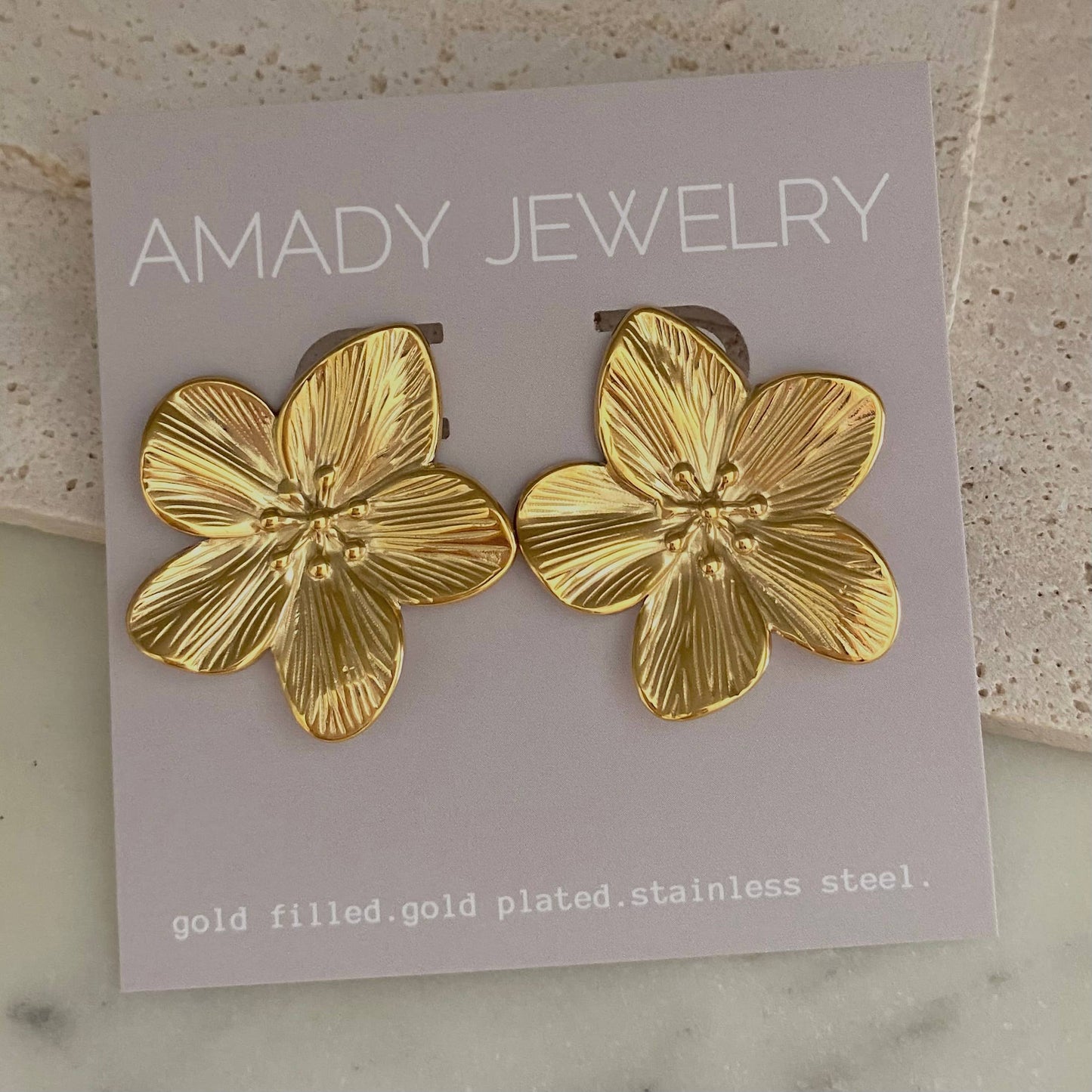 Earrings - 18k Gold Plated Flower Post
